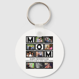 Elegant Custom  Happy Mothers Day 9 Photo Collage  Key Ring