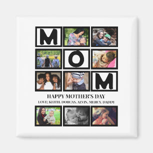 Elegant Custom Happy Mothers Day 9 Photo Collage Magnet