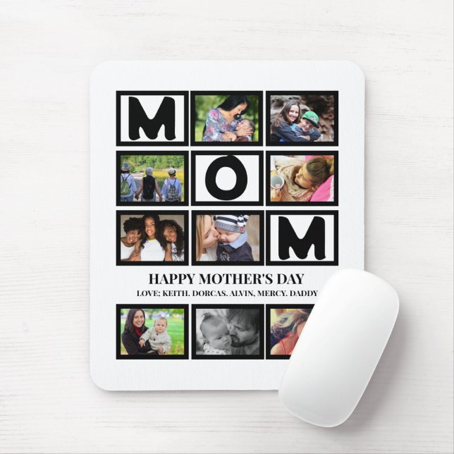 Elegant Custom  Happy Mothers Day 9 Photo Collage  Mouse Mat (With Mouse)