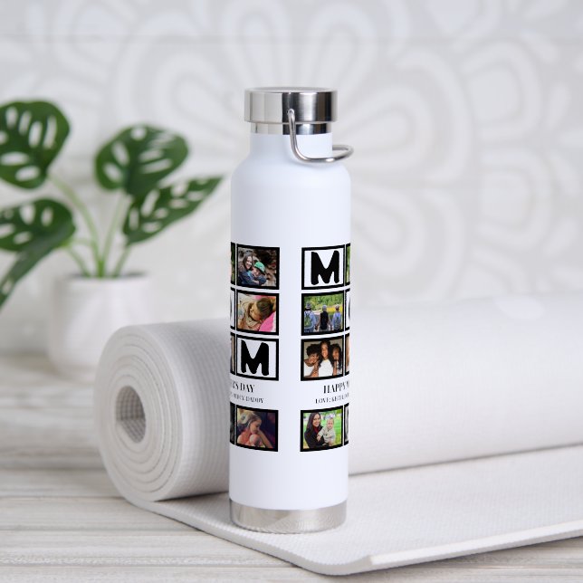 Elegant Custom  Happy Mothers Day 9 Photo Collage  Water Bottle (Yoga)