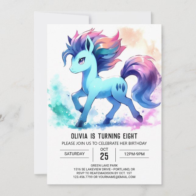 Elegant Custom Horse Birthday  Invitation (Front)