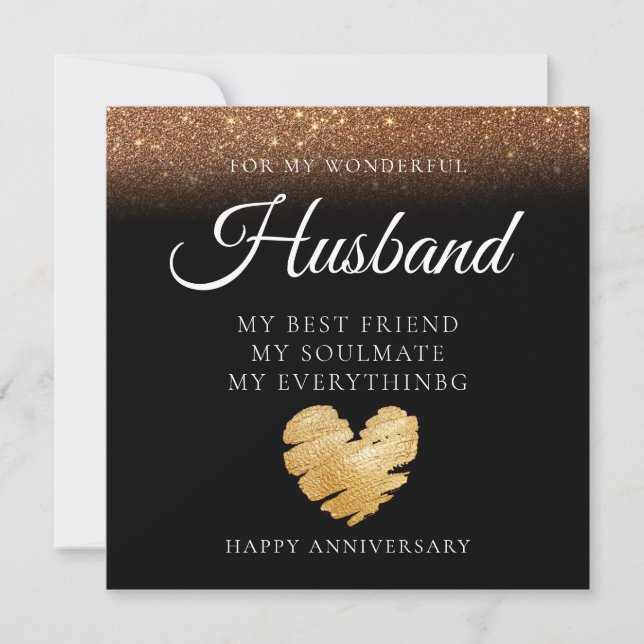 Elegant Custom Husband Wedding Anniversary Card (Front)