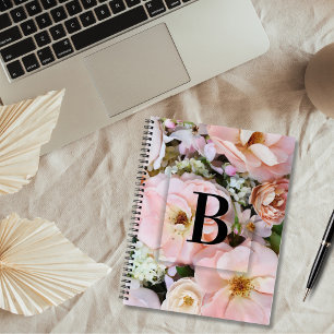 Elegant Custom Initial Letter B Roses Monogram Notebook