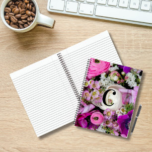 Elegant Custom Initial Letter C Roses Monogram  Notebook