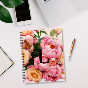 Elegant Custom Initial Letter L Roses Monogram Notebook