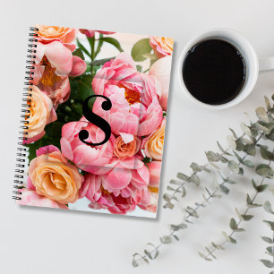 Elegant Custom Initial Letter S Roses Monogram Notebook