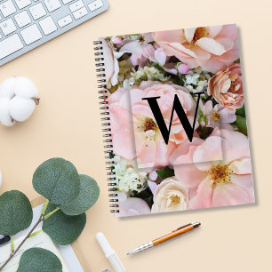 Elegant Custom Initial Letter W Roses Monogram  Notebook