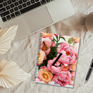 Elegant Custom Initial Letter Z Roses Monogram Notebook