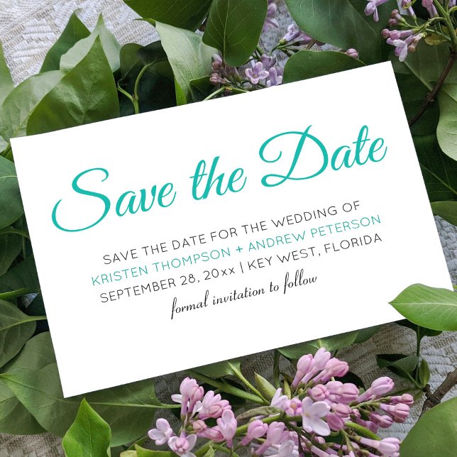 Elegant Custom Jungle Green Colour Calligraphy Save The Date (Creator Uploaded)