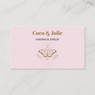 Elegant Custom Logo Blush Pink Mystical Butterfly Business Card