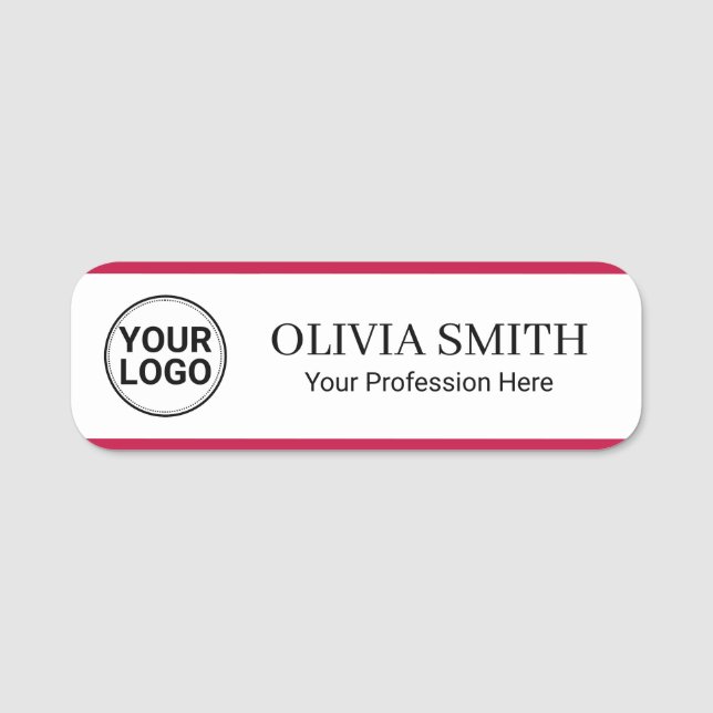 Elegant Custom Logo Employee Name Profession Name Tag (Front)