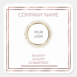 Elegant custom logo golden rose square sticker