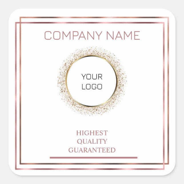 Elegant custom logo golden rose square sticker (Front)