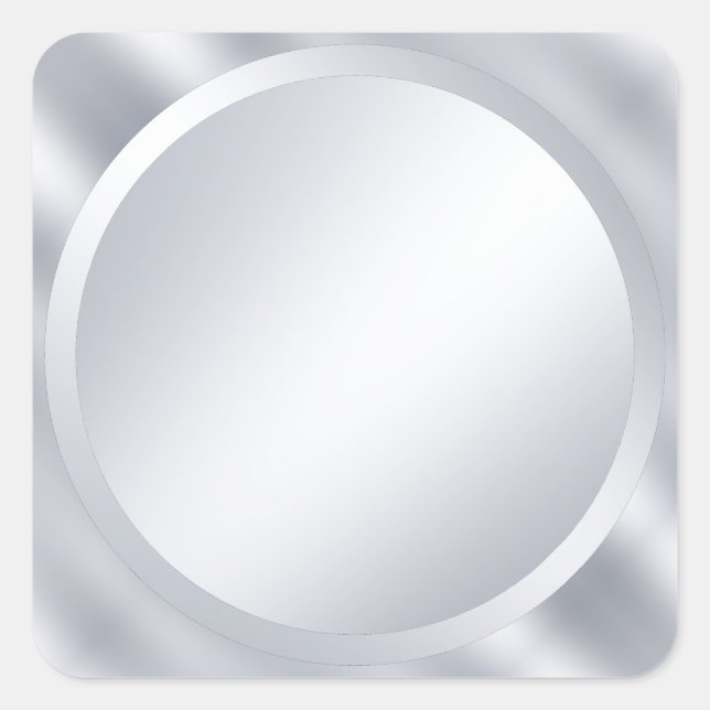 Elegant Custom Metallic Silver Blank Template Square Sticker (Front)