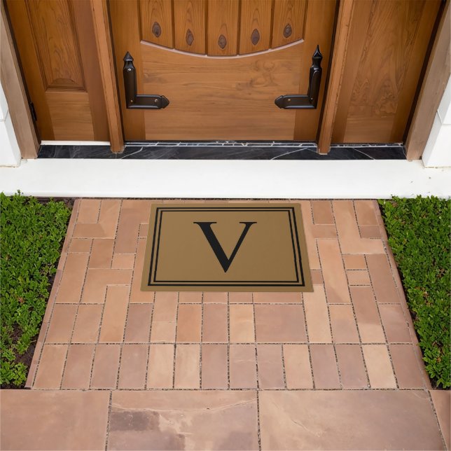Elegant Custom Modern Simple Monogram Closing Gift Doormat (Outdoor)