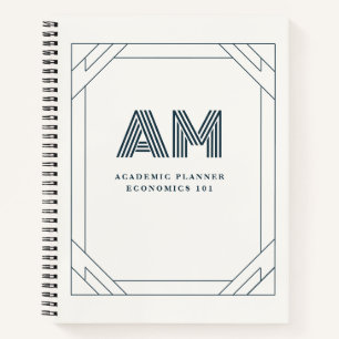 Elegant Custom Monogram Academic Planner & Noteboo Notebook