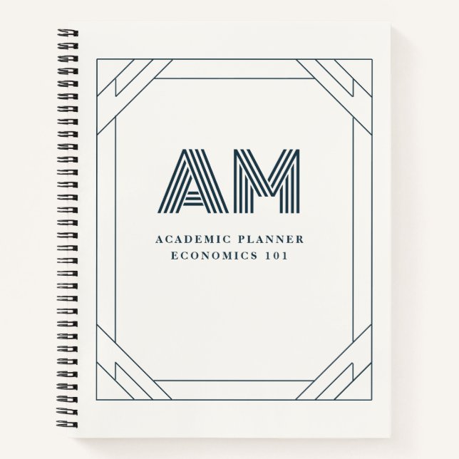 Elegant Custom Monogram Academic Planner & Noteboo Notebook (Front)