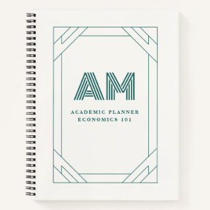 Elegant Custom Monogram Academic Planner & Noteboo Notebook