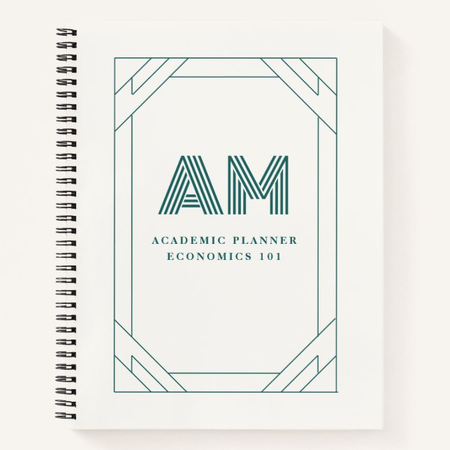 Elegant Custom Monogram Academic Planner & Noteboo Notebook (Front)