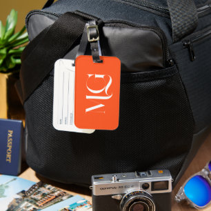 Elegant Custom Monogram Bright Orange Travel Luggage Tag