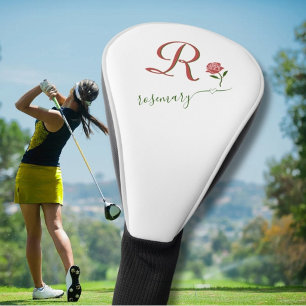 Elegant Custom Monogram Floral Heart Name Golf Head Cover