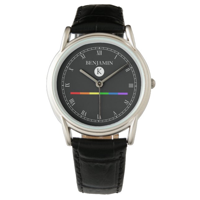 Elegant Custom Monogram Gay LGBT Watch (Front)