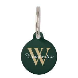 Elegant custom monogram initial script name dog pet tag