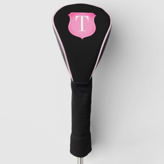 Elegant custom monogram ladies golf driver sock head cover (Front)