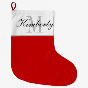 Elegant custom monogram large Christmas stocking