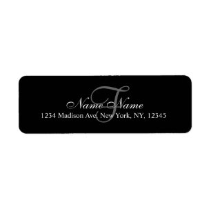 Elegant Custom Monogram Return Address Label Black