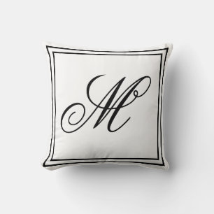 Elegant Custom Monogram White Throw Cushion
