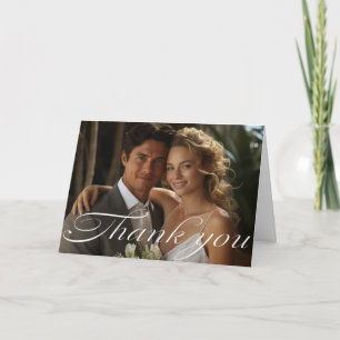Elegant Custom Monstera Leaf Wedding Thank You Card