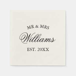 Elegant custom Mr Mrs paper wedding party napkins