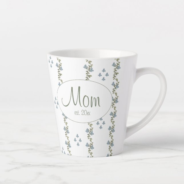 Elegant Custom "Mum, est. 20xx" Simple Floral Mug  (Right)