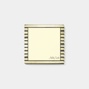 Elegant custom name black gold foil paint striped post-it notes