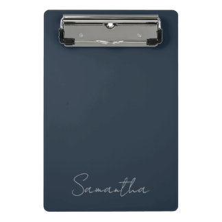Elegant Custom Name Dark Blue Mini Clipboard