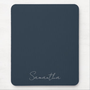 Elegant Custom Name Dark Blue Mouse Mat