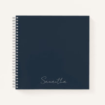 Elegant Custom Name Dark Blue Notebook