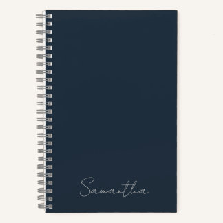Elegant Custom Name Dark Blue Notebook