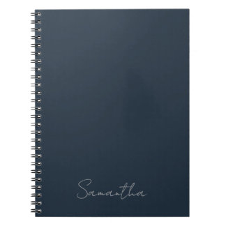 Elegant Custom Name Dark Blue Notebook