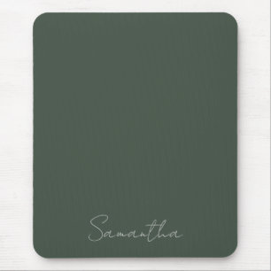 Elegant Custom Name Dark Green Mouse Mat