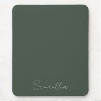 Elegant Custom Name Dark Green Mouse Mat