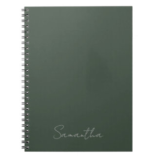 Elegant Custom Name Dark Green Notebook