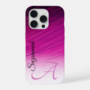 Elegant Custom  Name Monogram Purple Streaks iPhone 15 Pro Case