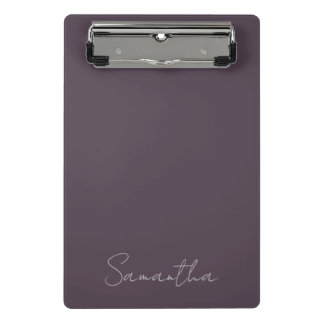 Elegant Custom Name Purple Taupe Mini Clipboard