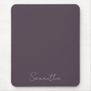 Elegant Custom Name Purple Taupe Mouse Mat