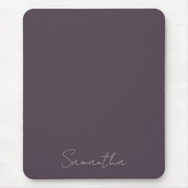 Elegant Custom Name Purple Taupe Mouse Mat (Front)