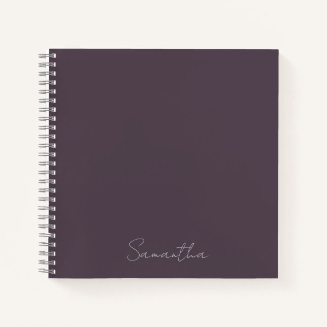 Elegant Custom Name Purple Taupe Notebook (Front)