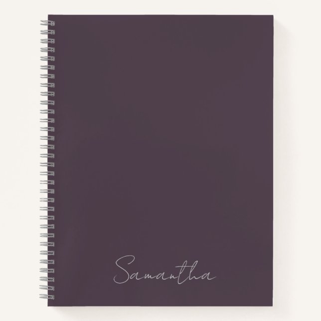 Elegant Custom Name Purple Taupe Notebook (Front)