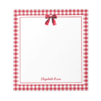 Elegant Custom Name Red Plaid Coquette Bow